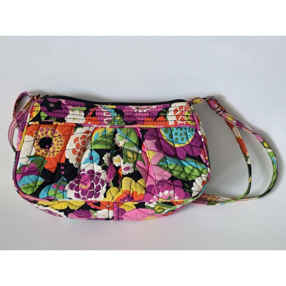 Vera Bradley 10x5x3" Frannie Bag Mocha Rouge 100% Cotton Floral Pink Multi Quilt